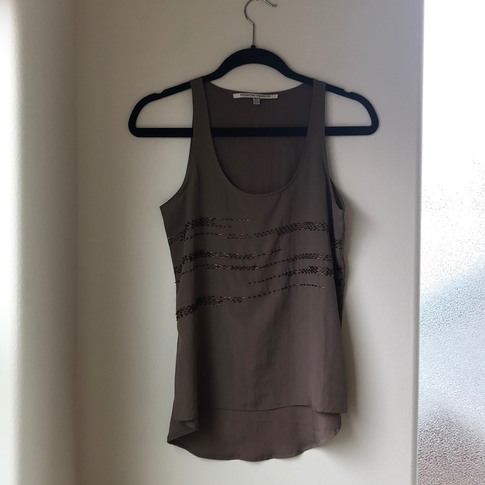 Collective Concepts Brown Beaded Tank Blouse